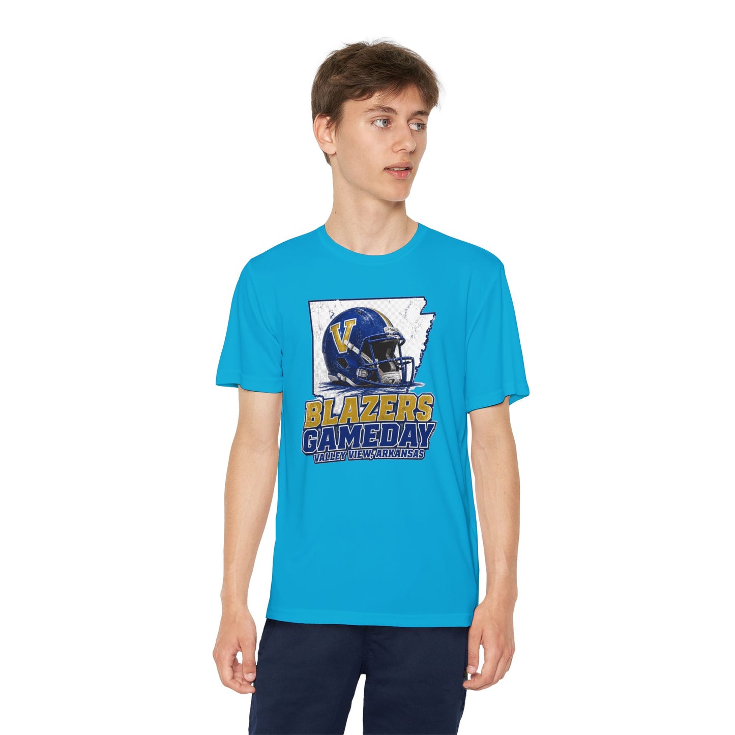 Youth Blazers DRIFIT Gameday Tee – Team Helmet Arkansas Football Shirt