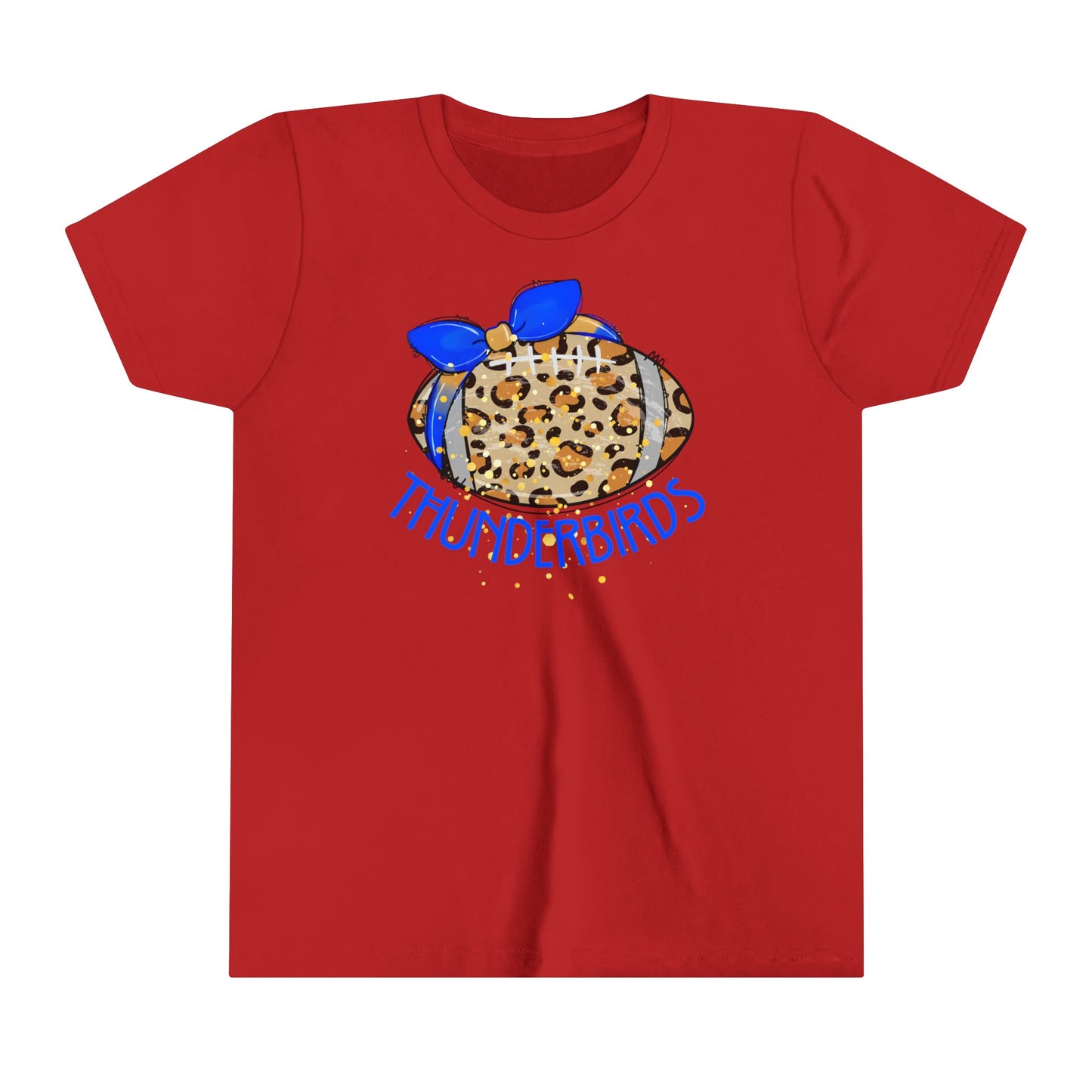 Thunderbirds Leopard Football. KIDS Short Sleeve Tee