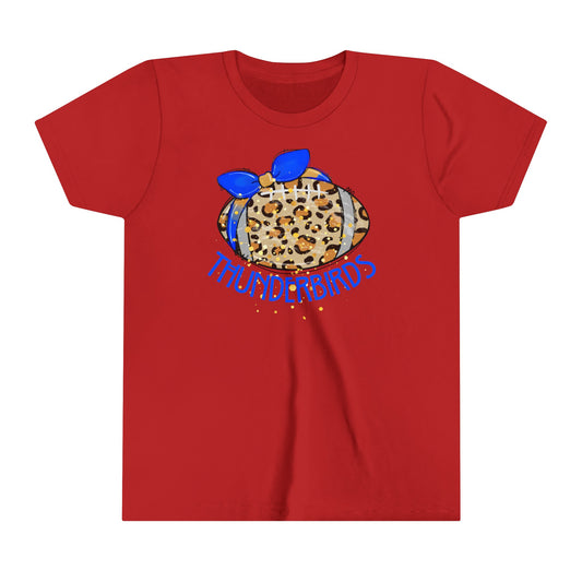 Thunderbirds Leopard Football. KIDS Short Sleeve Tee