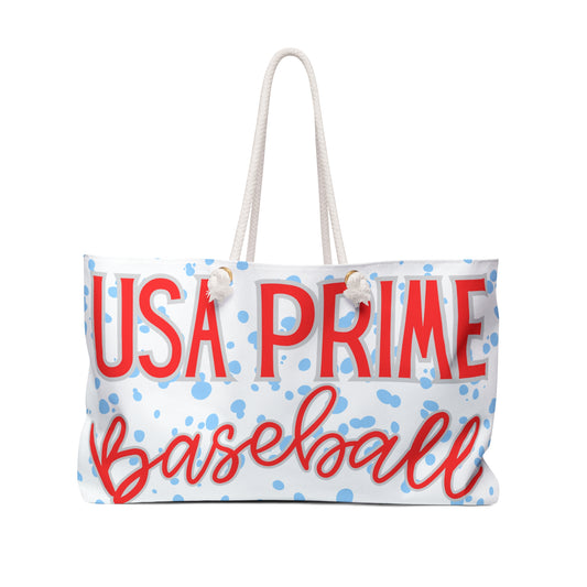 USA Prime Baseball Weekender Bag.  2 Designs (Red side with logo - Blue/White with name)