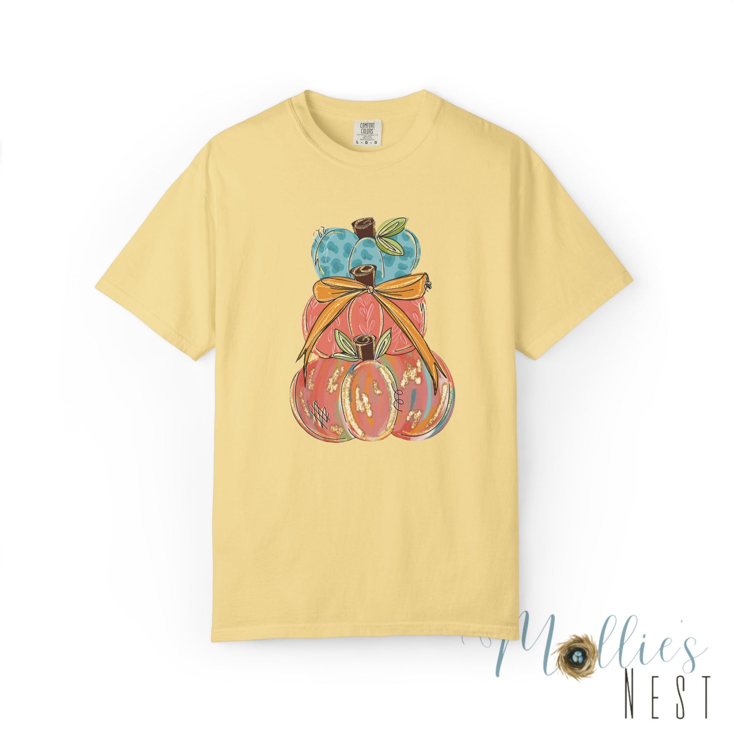Pumpkin Stack T-Shirt — Handpainted Fall Pumpkin Stack Graphic Tee