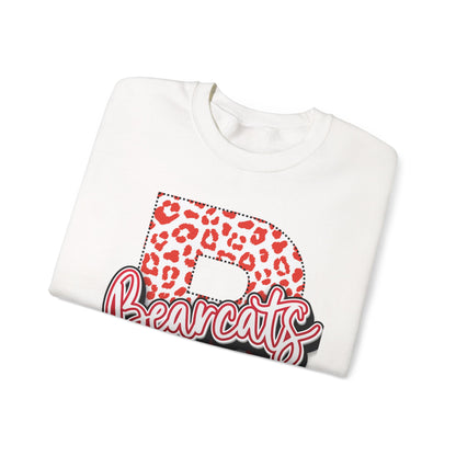 Adult. Brookland Bearcats Leopard Print "B" Crewneck Sweatshirt