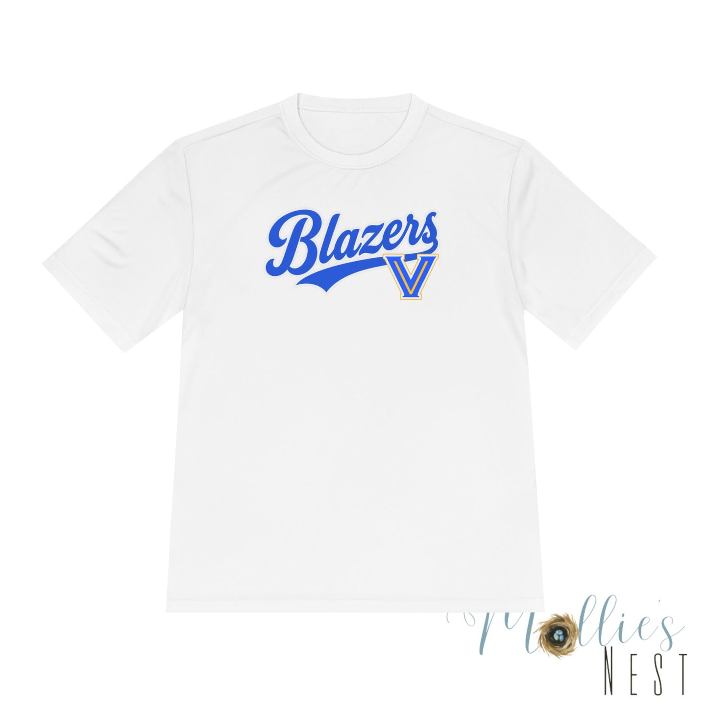 Adult. Blazers Valley View Script Performance Tee – Moisture-Wicking Athletic Shirt