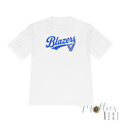 Adult. Blazers Valley View Script Performance Tee – Moisture-Wicking Athletic Shirt