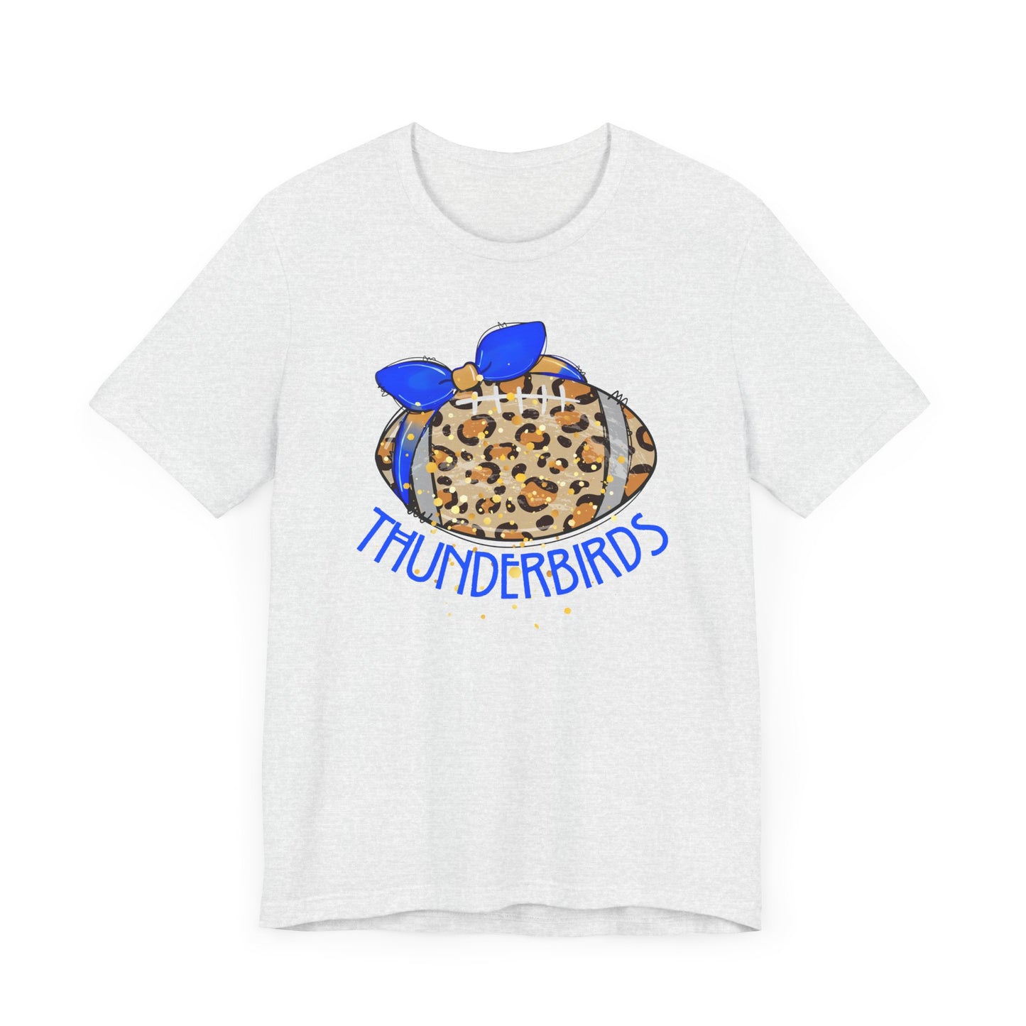 Thunderbirds Leopard Football. ADULT Jersey Short Sleeve Tee