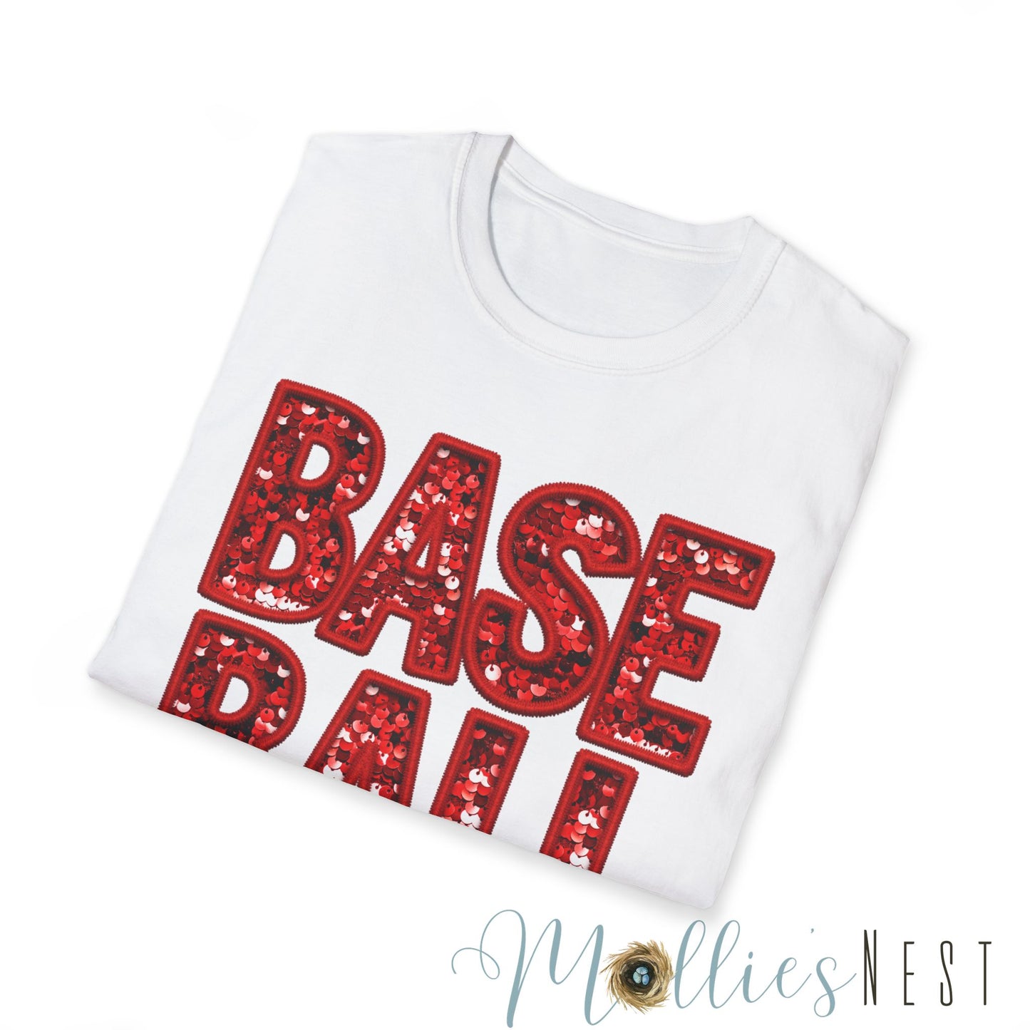 Baseball FAUX Glitter Unisex Softstyle T-Shirt - Perfect for Fans and Players