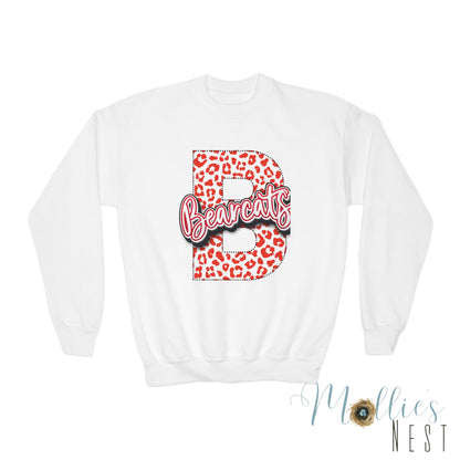 Youth. Brookland Bearcats Leopard B Youth Crewneck Sweatshirt
