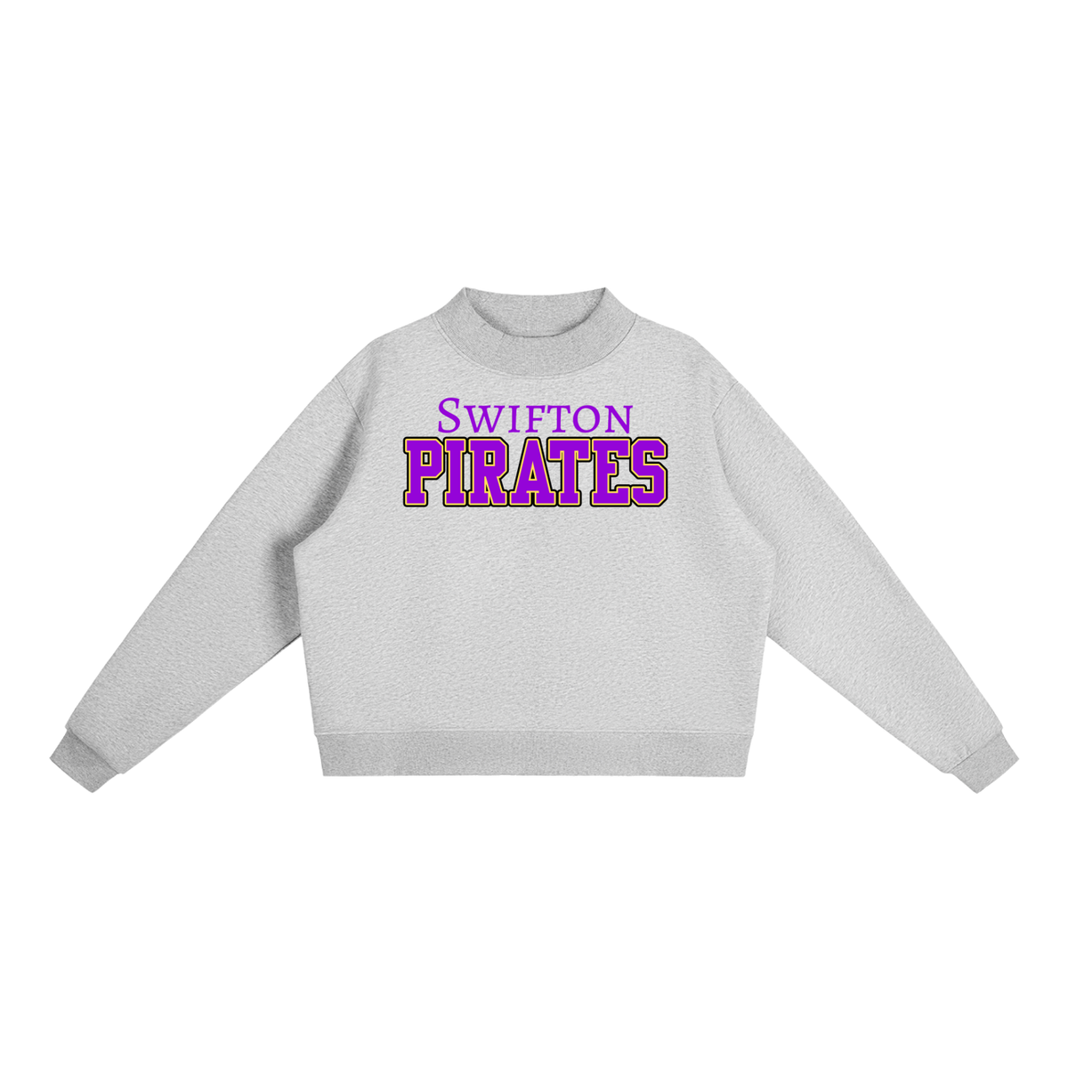 Fleece Mock-Neck Crew Sweatshirt - Swifton Pirates Purple & Yellow