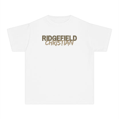 Ridgefield Christian CAMO Youth T-Shirt — Youth Midweight Tee with Script Logo