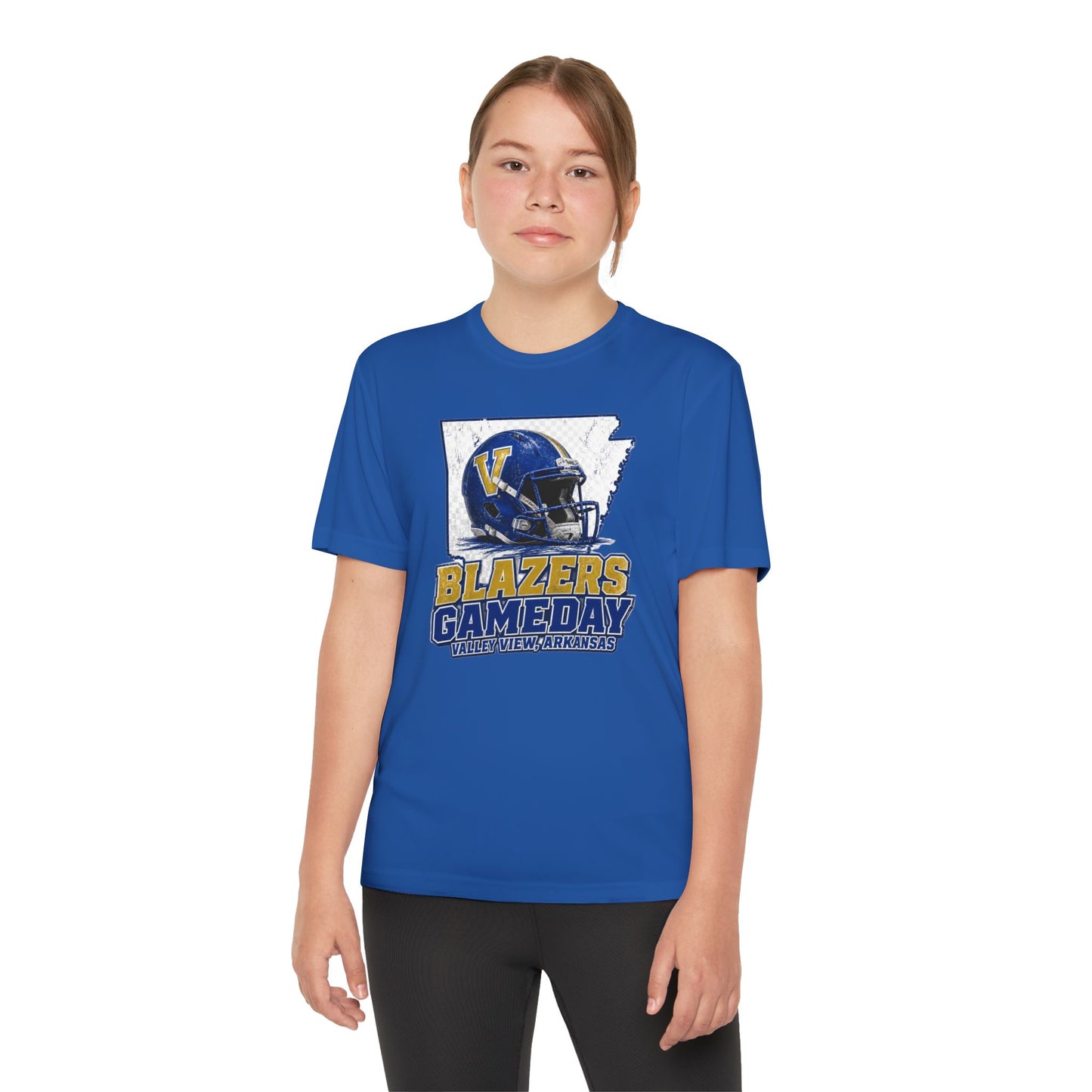 Youth Blazers DRIFIT Gameday Tee – Team Helmet Arkansas Football Shirt