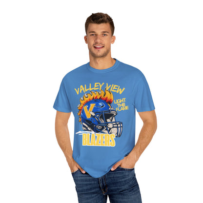 Valley View Blazers Football T-Shirt Flame, Unisex Fan Apparel, Game Day Shirt, Vintage Style Tee, Sportswear