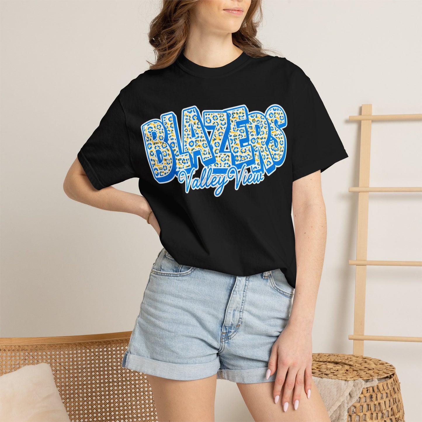 ADULT. Blazers Valley View Leopard Print T-Shirt - Stacked font
