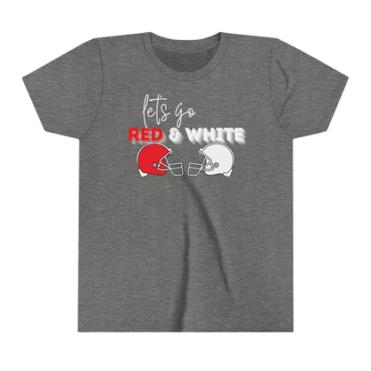 Youth Red & White football Short Sleeve Tee