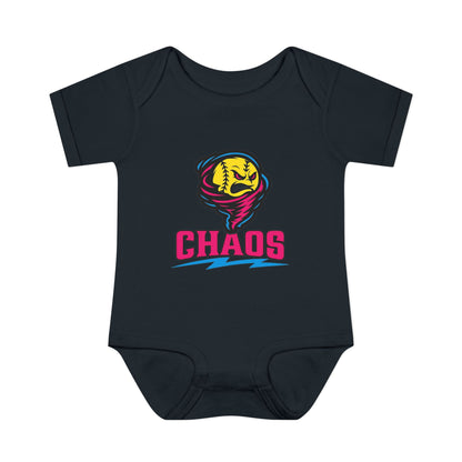 Chaos Softball Baby Bodysuit — Cute Sports Mascot Infant Onesie