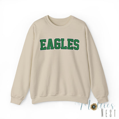 Eagles Green -Block Font Crewneck Sweatshirt