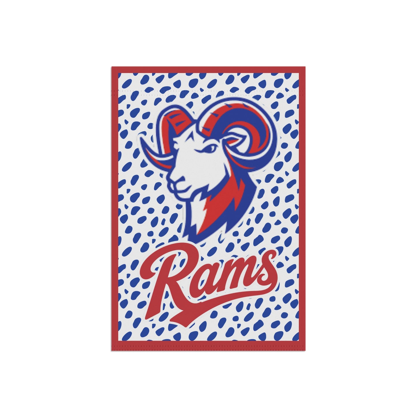 Rams Yard Mascot Flag - Red & Blue Mascot Home Banner