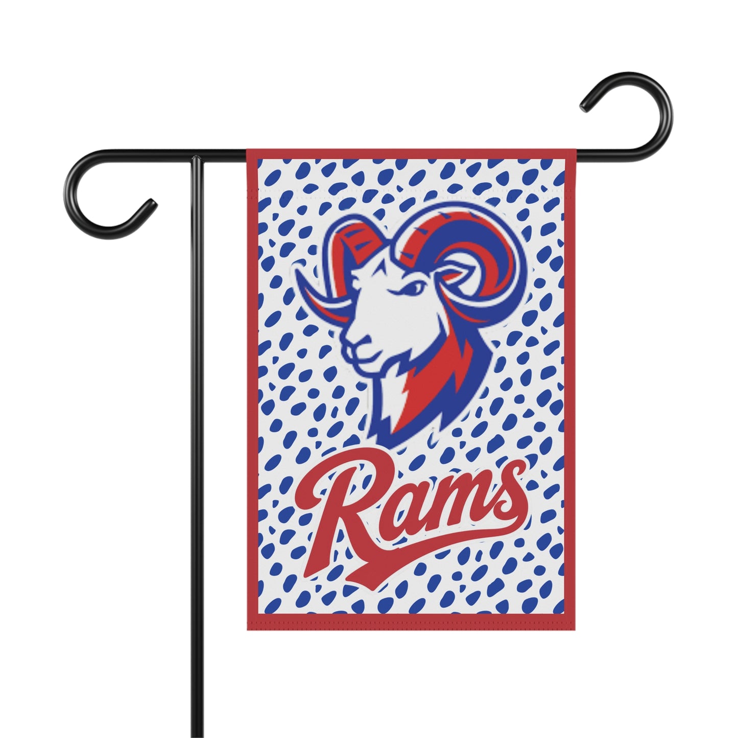 Rams Yard Mascot Flag - Red & Blue Mascot Home Banner