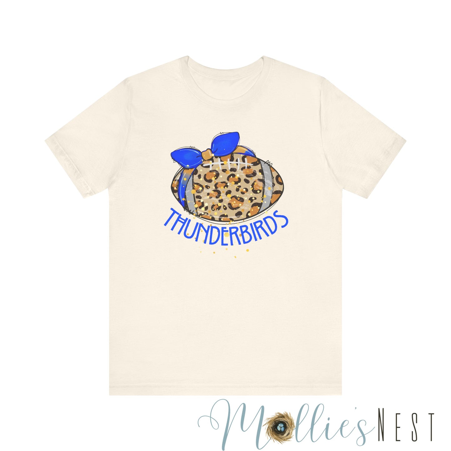 Thunderbirds Leopard Football. ADULT Jersey Short Sleeve Tee