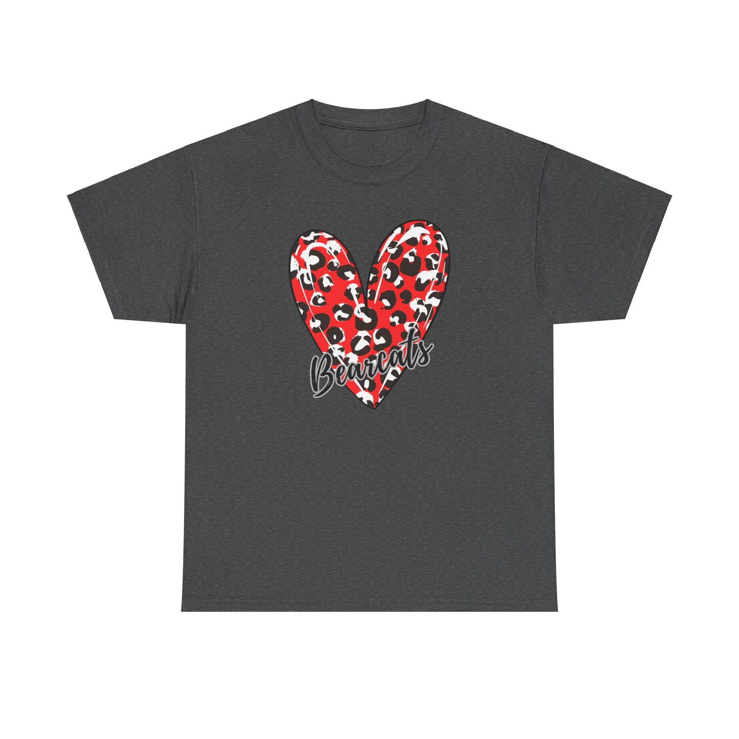 Unisex Heavy Cotton Tee. Bearcats Leopard Heart