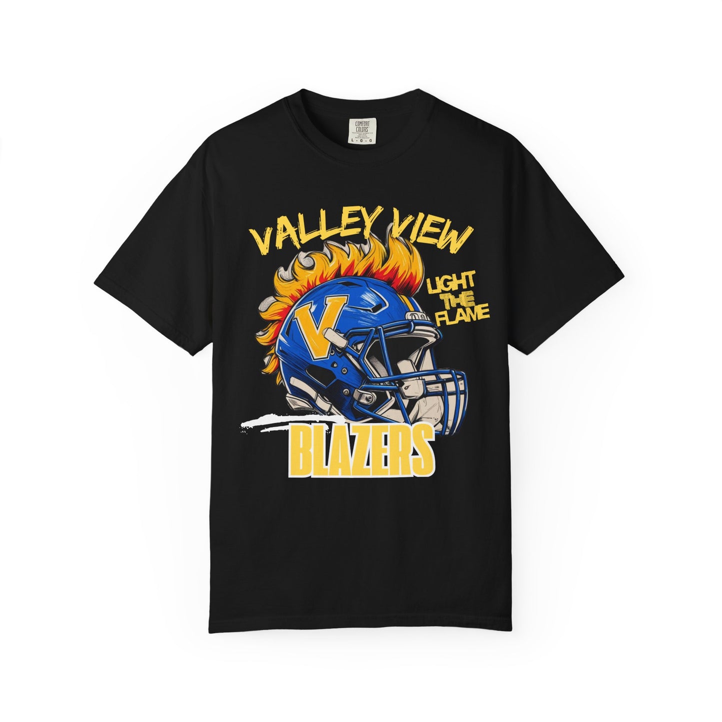 Valley View Blazers Football T-Shirt Flame, Unisex Fan Apparel, Game Day Shirt, Vintage Style Tee, Sportswear