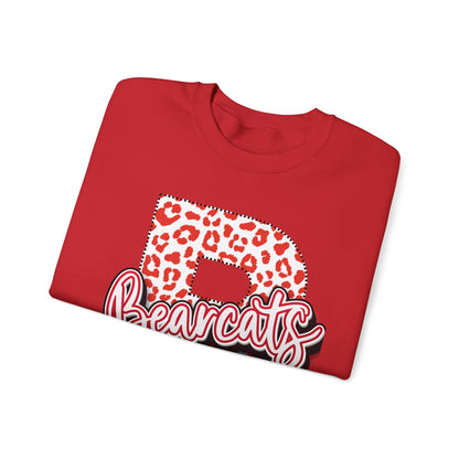 Adult. Brookland Bearcats Leopard Print "B" Crewneck Sweatshirt