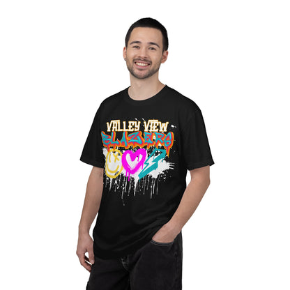 Valley View Blazers Graffiti Tee — Neon Heart, Smile & Lightning Shirt