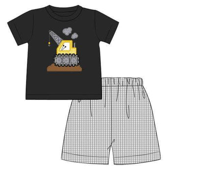 Preorder- Gray Gingham Cotton Short