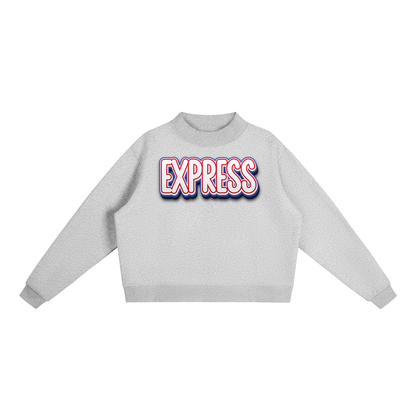 Express Baseball.  Fleece Mock-Neck Crew Sweatshirt
