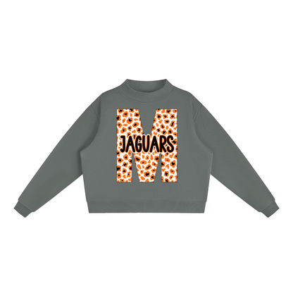 McCrory Jaguars. Leopard "M" Fleece Mock-Neck Crew Sweatshirt