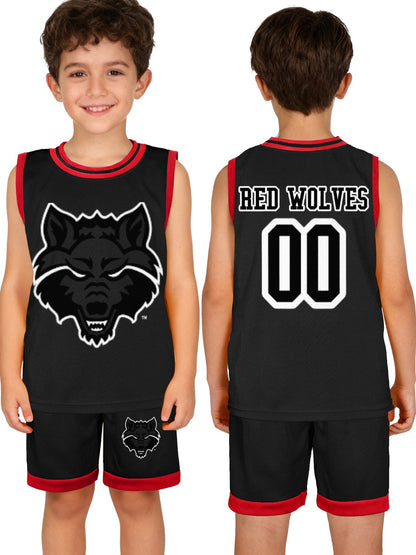 Red Wolves Children's Basketball Jersey Set