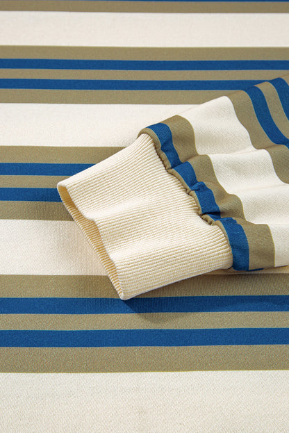 Blue & Gold Striped Drop Shoulder Sweatshirt