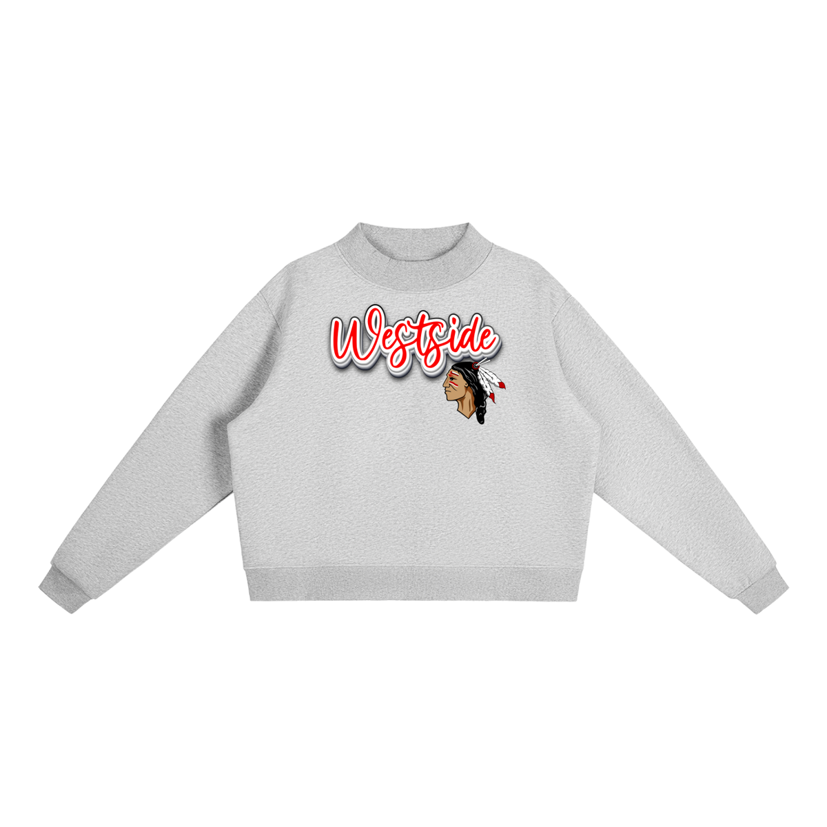 Essential Fleece Mock-Neck Crew Sweatshirt - Westside Warriors with Logo