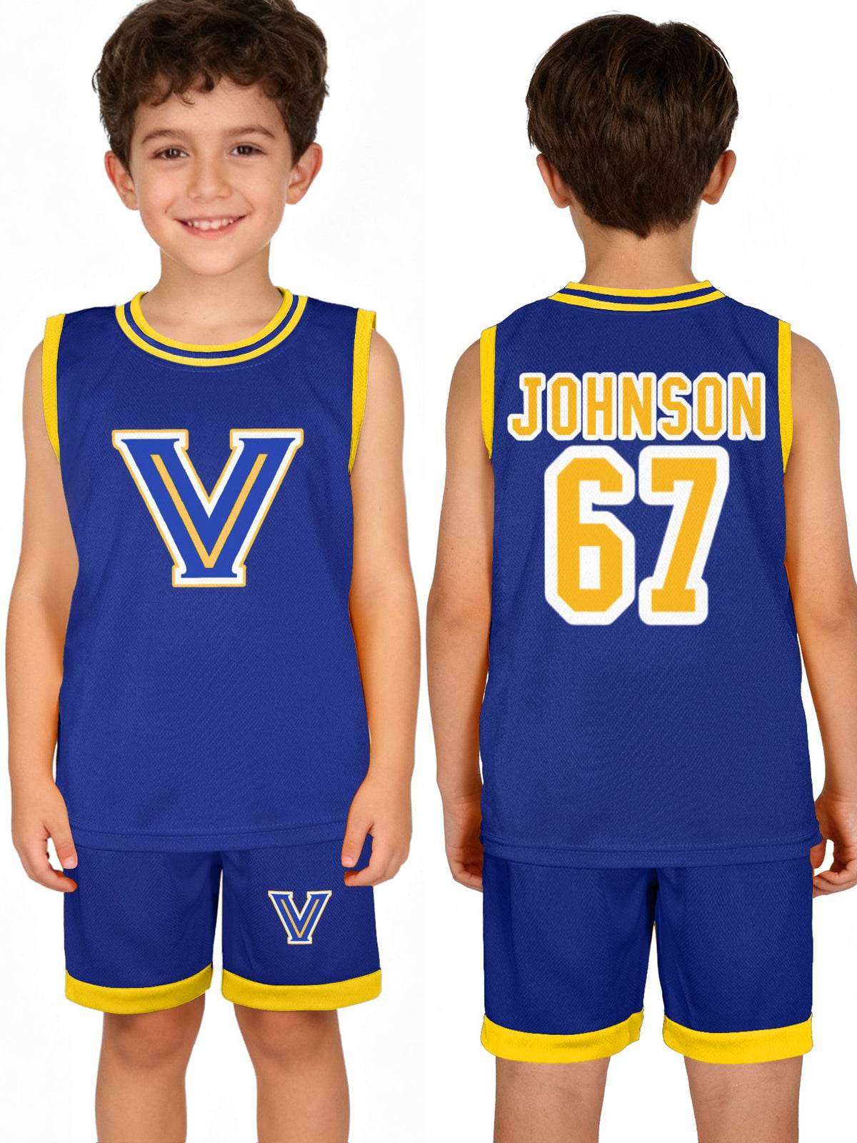 JOHNSON. CUSTOM Children's Basketball Jersey Set(Dual-sided Printing)