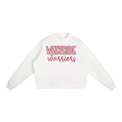 Essential Fleece Mock-Neck Crew Sweatshirt - Westside Warriors.Red Font