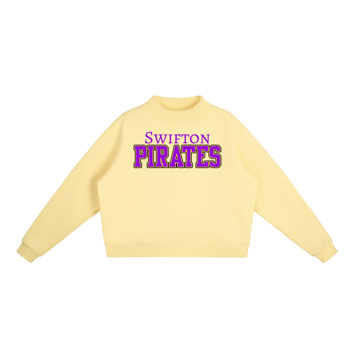 Fleece Mock-Neck Crew Sweatshirt - Swifton Pirates Purple & Yellow