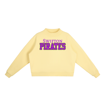 Fleece Mock-Neck Crew Sweatshirt - Swifton Pirates Purple & Yellow