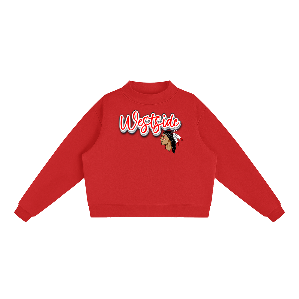 Essential Fleece Mock-Neck Crew Sweatshirt - Westside Warriors with Logo