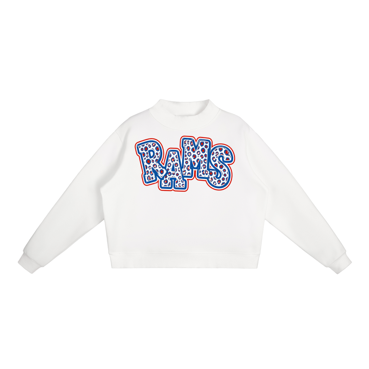 Essential Fleece Mock-Neck Crew Sweatshirt -Rams Leopard