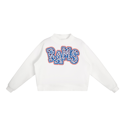 Essential Fleece Mock-Neck Crew Sweatshirt -Rams Leopard