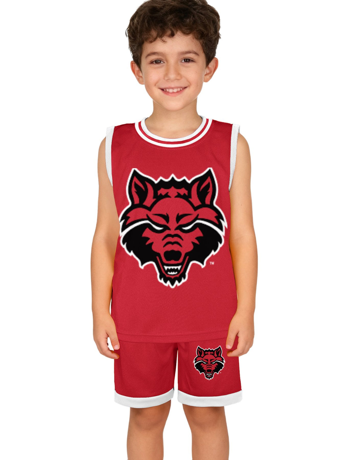 Red Wolves Children's Basketball Jersey Set