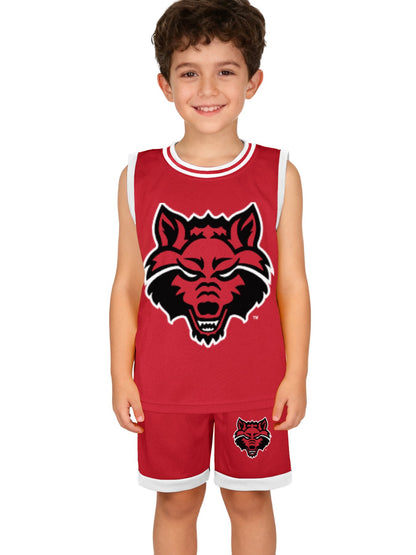 Red Wolves Children's Basketball Jersey Set