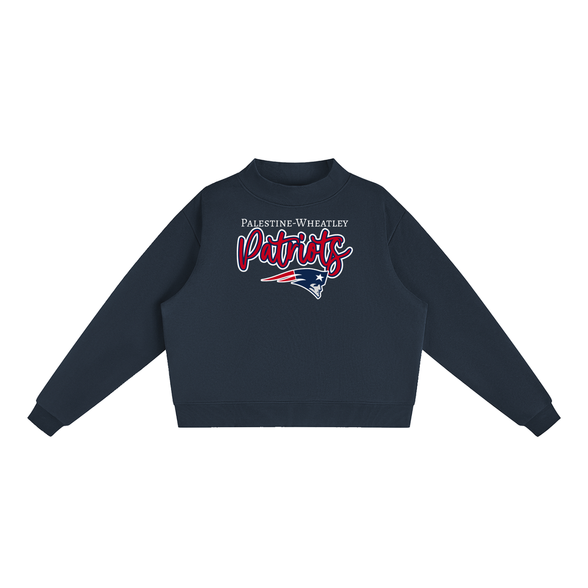Patriots. Palestine-Wheatley. Fleece Mock-Neck Crew Sweatshirt