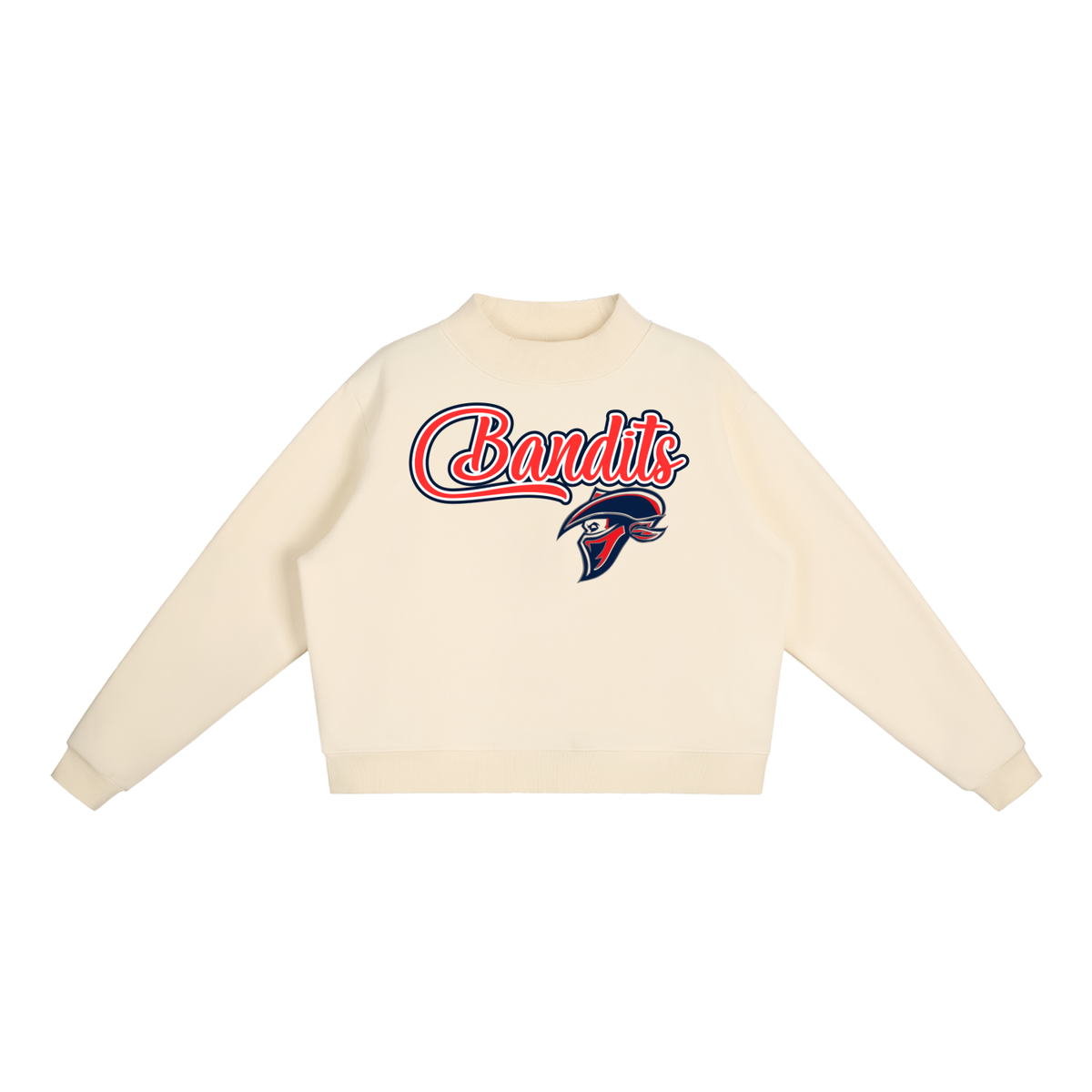 Essential Fleece Mock-Neck Crew Sweatshirt- Bandits Logo