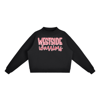 Essential Fleece Mock-Neck Crew Sweatshirt - Westside Warriors.Red Font