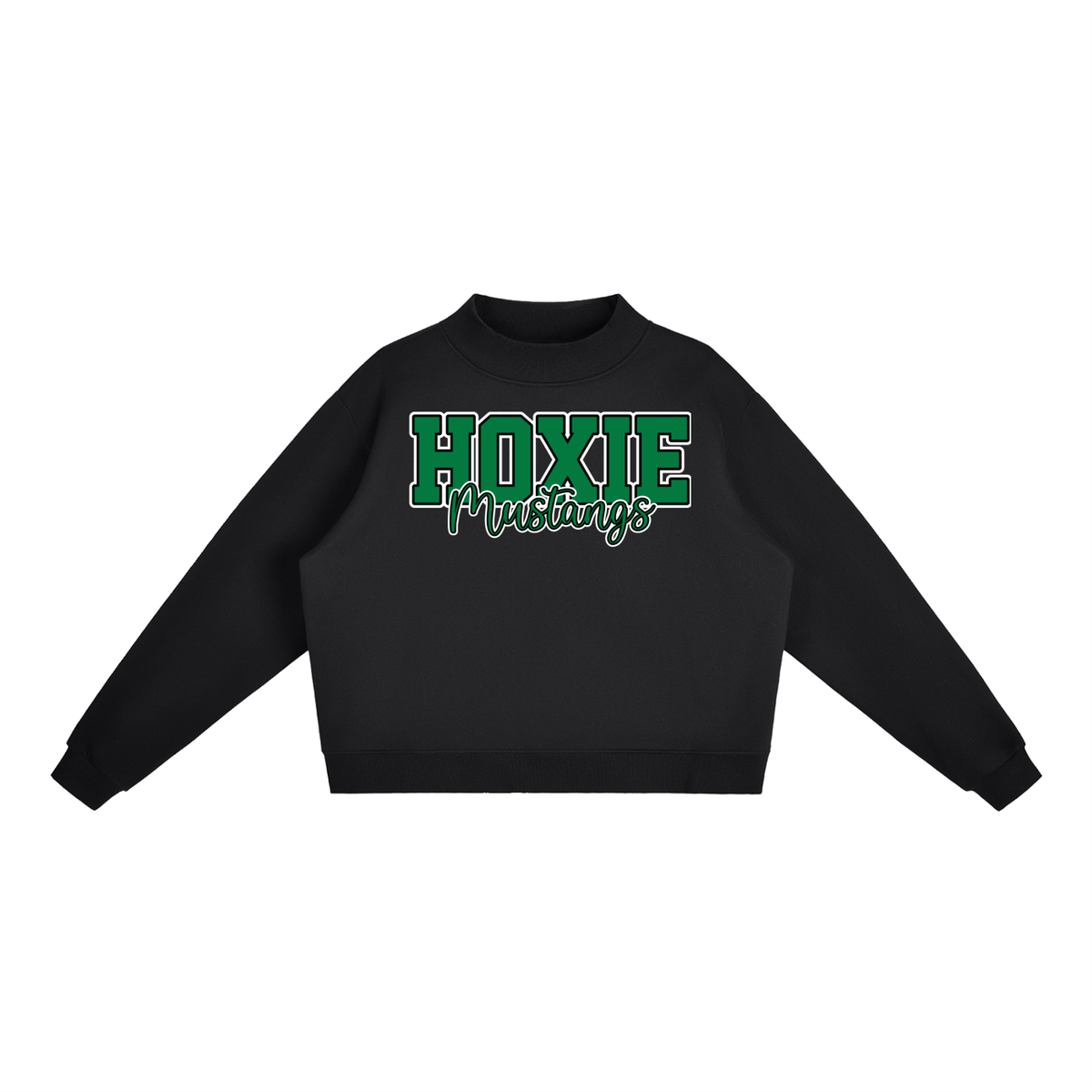 Hoxie Mustangs. Fleece Mock-Neck Crew Sweatshirt