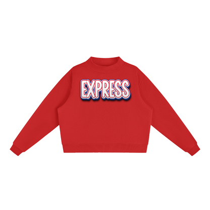 Express Baseball.  Fleece Mock-Neck Crew Sweatshirt