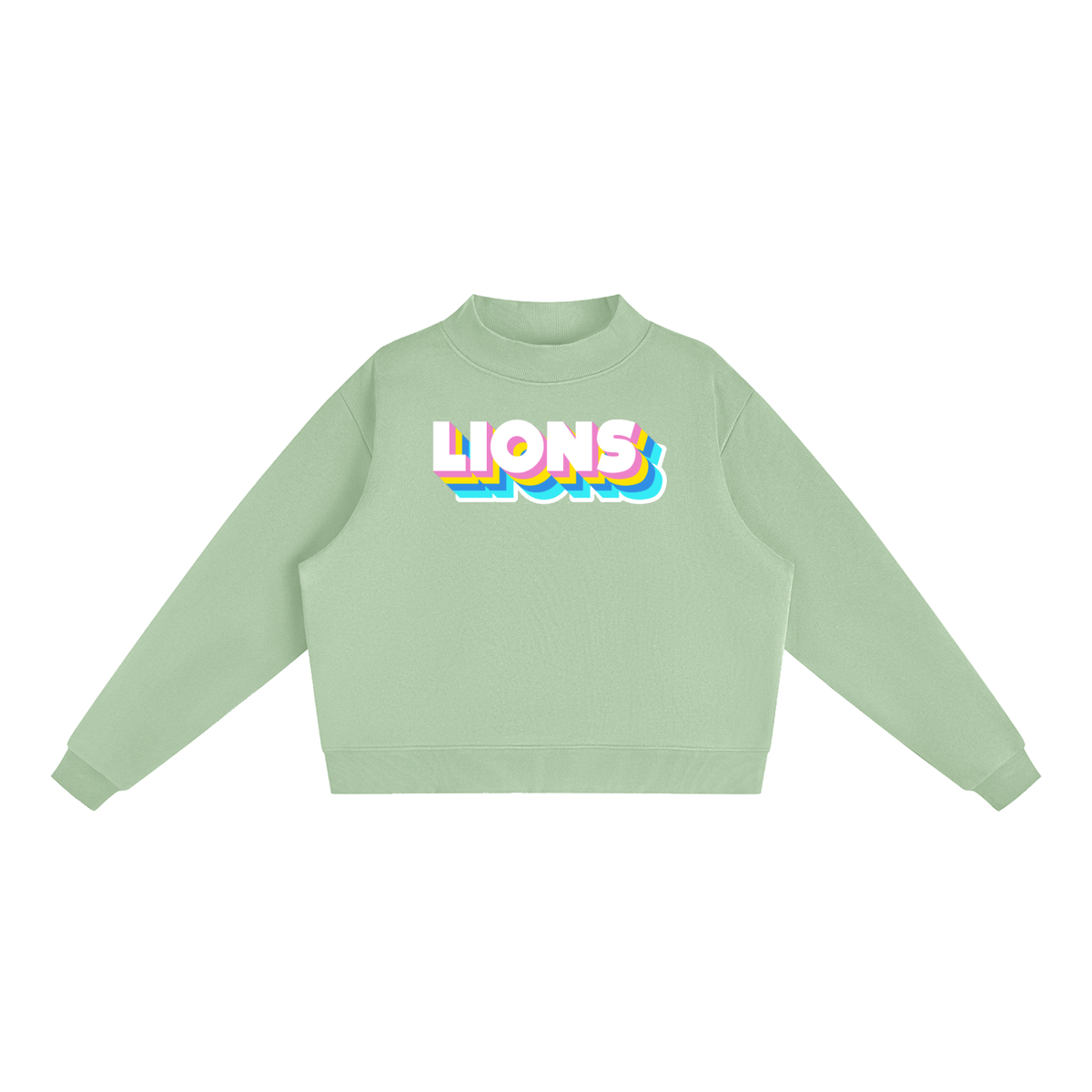Essential Fleece Mock-Neck Crew Sweatshirt - Lions Neon