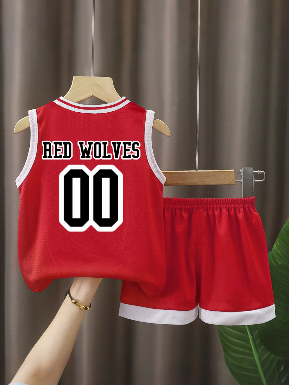 Red Wolves Children's Basketball Jersey Set