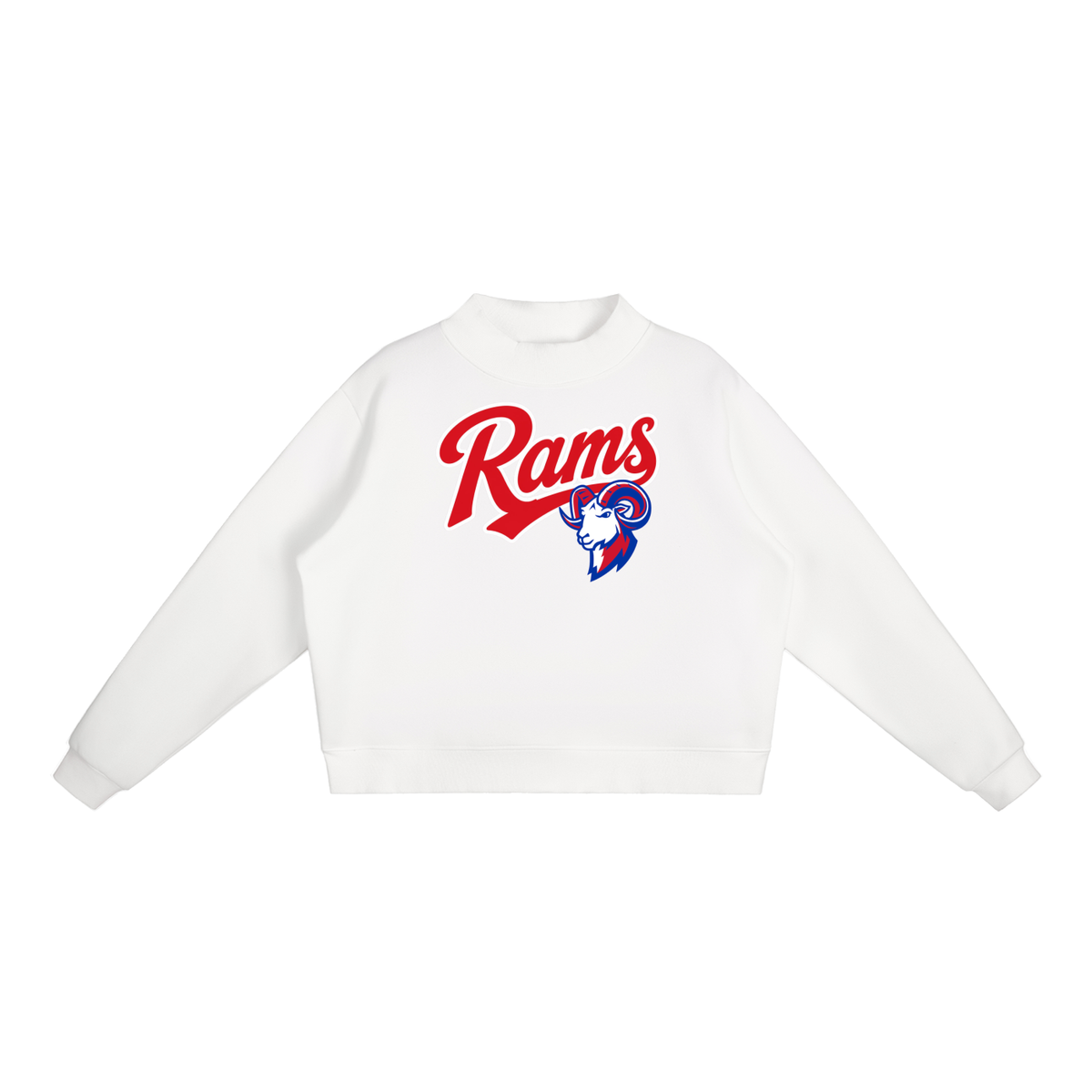 Essential Fleece Mock-Neck Crew Sweatshirt - Paragould Rams_Red