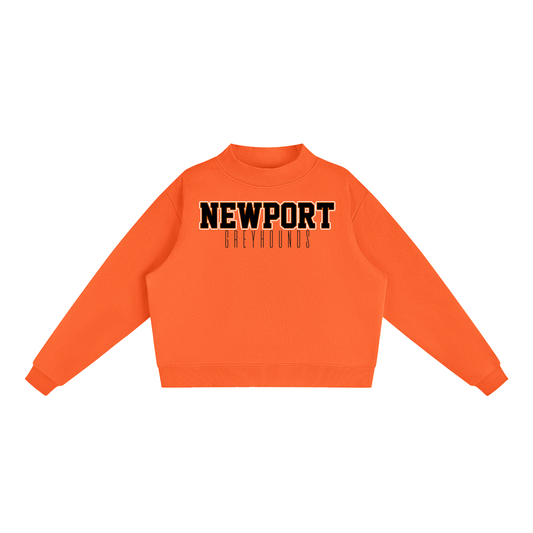 Essential Fleece Mock-Neck Crew Sweatshirt- Newport Greyhounds Orange